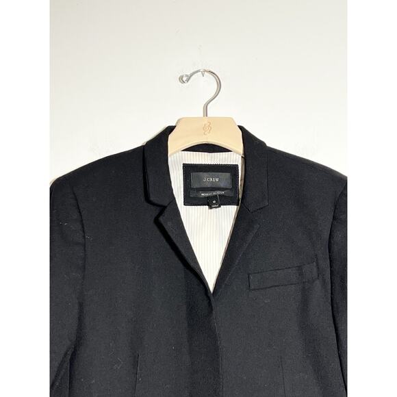 J Crew Women's EUC Black Wool Flannel Regent Blazer Feminine Fitted Jacket 12 - Picture 5 of 8
